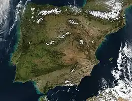 Satellite image of the Iberian Peninsula