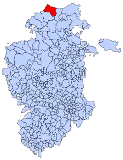 Location of Espinosa de los Monteros municipality in Burgos province