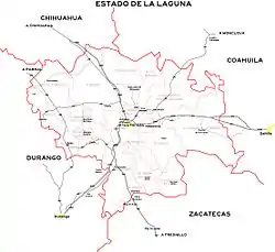 Map of Comarca Lagunera Metropolitan Area