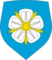 White rose pictured in the coat of arms of Viljandi