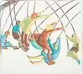 Ethel Spowers, Swings, 1932, linocut. Gift of Rex Nan Kivell, 1953. Museum of New Zealand Te Papa Tongarewa (1953-0003-326)