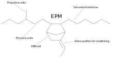 The skeletal formula of ethylene propylene rubber (EPDM).