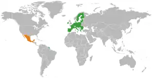 Map indicating locations of European Union and Mexico