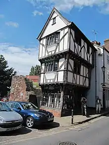 black and white timber-framed house