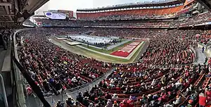 View of the crowd and setup inside the stadium