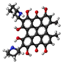 Ball-and-stick model of the fagopyrin molecule