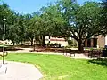 Farrar Hall and Memorial Gymnasium from the quadrangle