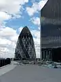 30 St Mary Axe as viewed from the second "step" of the Willis Building (July 2007)