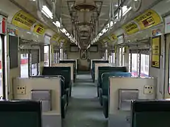 Railcar in Buenos Aires has suspended rings