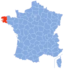 Location of Finistère in France