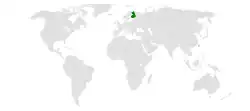 Map indicating locations of Finland and Taiwan