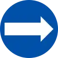 Direction to be followed (turn right only) (1957–1974)