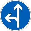 Direction to be followed (turn left or continue straight ahead)  (formerly used )