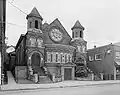 The First Christian Church, built in 1901 and demolished in the 1980s, once part of the Charleroi Historic District.