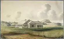 Image 46The first Government House in Auckland, as painted by Edward Ashworth in 1842 or 1843. Auckland was the second capital of New Zealand. (from History of New Zealand)