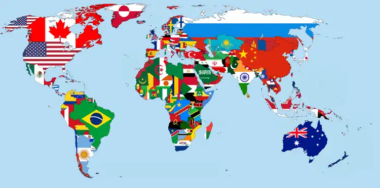 Image 59Flag map of the world from 1992 (from 1990s)