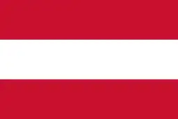 The flag of Austria, a simple horizontal triband.