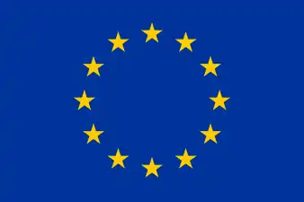 Flag of the European Union is "reflex blue", a medium dark blue