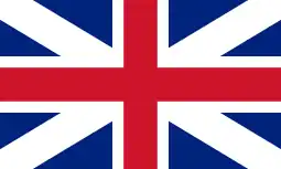 The English version of the First Union Flag, 1606, used mostly in England and, from 1707, the flag of the Kingdom of Great Britain.