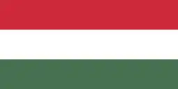 The flag of Hungary, a simple horizontal triband.