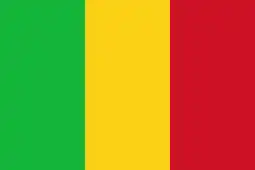 The flag of Mali, a simple vertical triband.