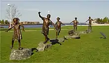 "Follow the Leader" 2002, the Ludington harbor front