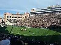 Folsom Field's east side as it looked in 2016 after the addition of the Champions Center.