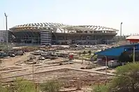 Outdoor of the stadium under construction.