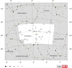 Location of χ Fornacis (circled)