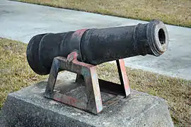 Cannon from Fort Morris on display at the Liberty County Courthouse