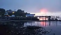 Towns of all sizes hold celebrations. Shown here is a fireworks display in America's most eastern town, Lubec, Maine, population 1,300. Canada is across the channel to the right.