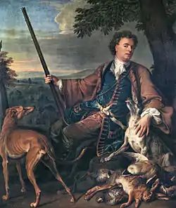 François Desportes, a specialist animal painter, Self-portrait as Hunter, 1699.