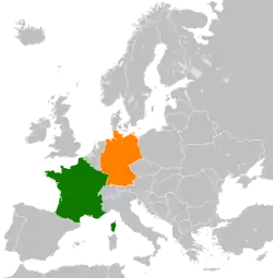 Map indicating locations of France and Germany