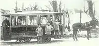 Wagen 4 (?) der Pferdebahn der Gemeinde Französisch-Buchholz um 1907