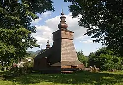 Wooden church in village