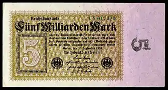 5 billion (5 Milliarden) marks, Berlin, 1923