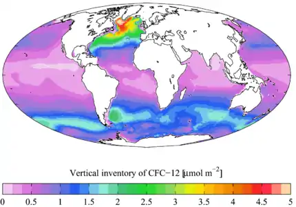 1990s CFC-12 oceanic vertical inventory