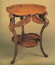 Table with damselfly decoration, walnut wood, marquetry, incrustation of mother-of-pearl (1900) (Museums of Fine Arts of Belgium)