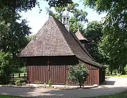 church with steep angled roof