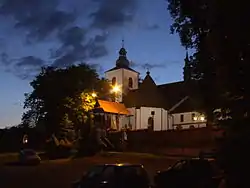 Historic Gdów Church by Night