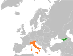 Map indicating locations of Georgia and Italy