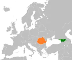 Map indicating locations of Georgia and Romania