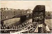 German troops crossing the shelled bridge 1917