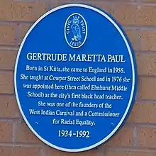 Gertrude Paul Blue Plaque