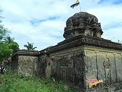 Jain flag atop the Gingee Jain temple, Gingee, Villupuram district, Tamil Nadu, India.