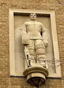 Elizabeth Wyn Wood's high relief of a Goaltender at Toronto Metropolitan University in Toronto