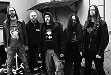 Swedish death metal band God Macabre 2014. L to R: Jonas Stålhammar, Björn Larsson, Per Boder, Ola Sjöberg, Tobias Gustafsson.