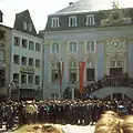 Michail Gorbatschow in front of the Alten Rathaus, 13 June 1989