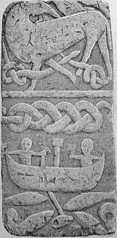 The Gosforth depiction, one of the stones depicting Thor's fishing trip