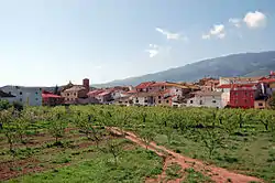 View of Gotor with the Sierra de la Virgenin the background